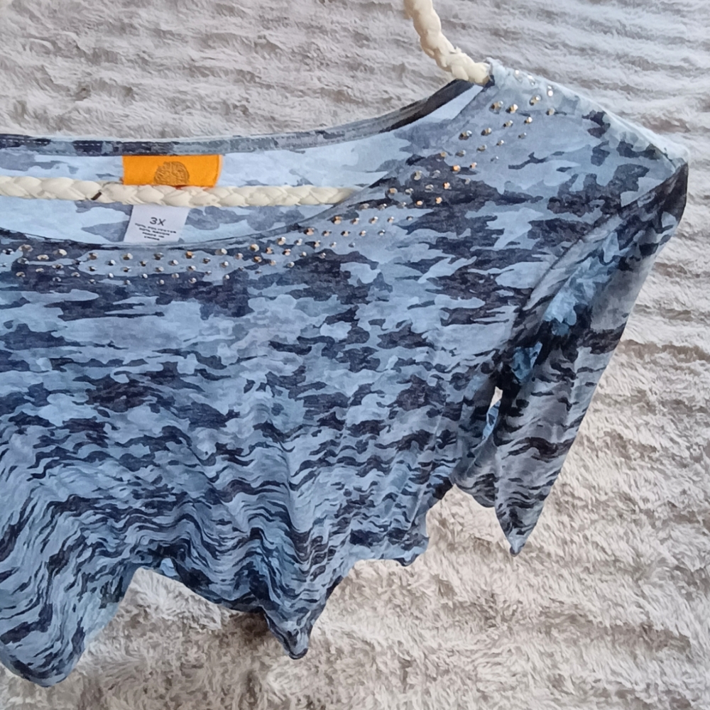 Ruby Rd. Blue And Black Patterned Blouse - image 3